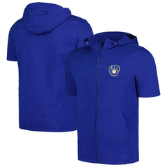 Milwaukee Brewers Levelwear Recruit Short Sleeve Full-Zip Hoodie - MLB