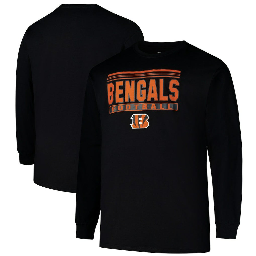 Cincinnati Bengals Profile Big & Tall Pop Long Sleeve T-Shirt Black | NFL