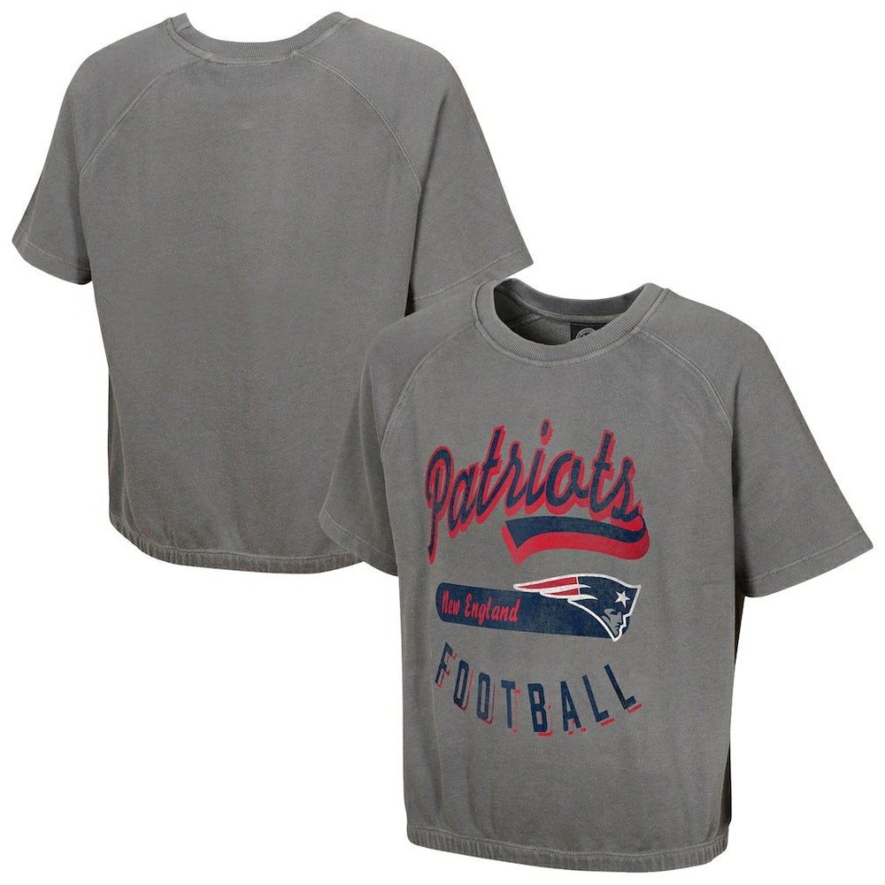 New England Patriots Women's Mineral Wash Short Sleeve Top Gray | NFL