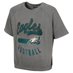 Philadelphia Eagles Women's Mineral Wash Short Sleeve Top Gray | NFL
