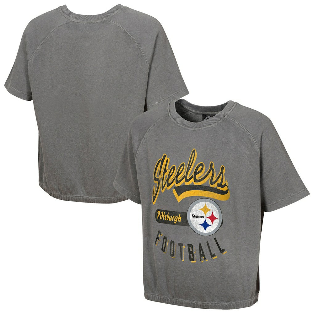 Pittsburgh Steelers Women's Mineral Wash Short Sleeve Top Gray | NFL