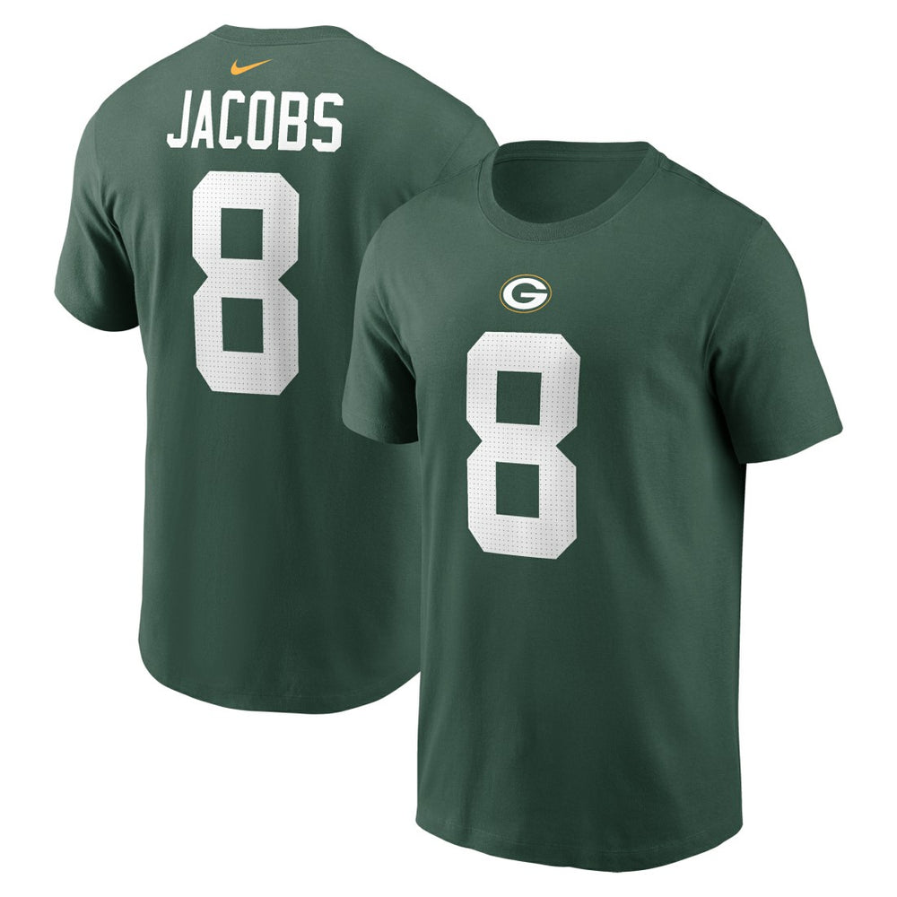 Josh Jacobs Green Bay Packers Player Name & Number T-Shirt Green | Nike for Sale