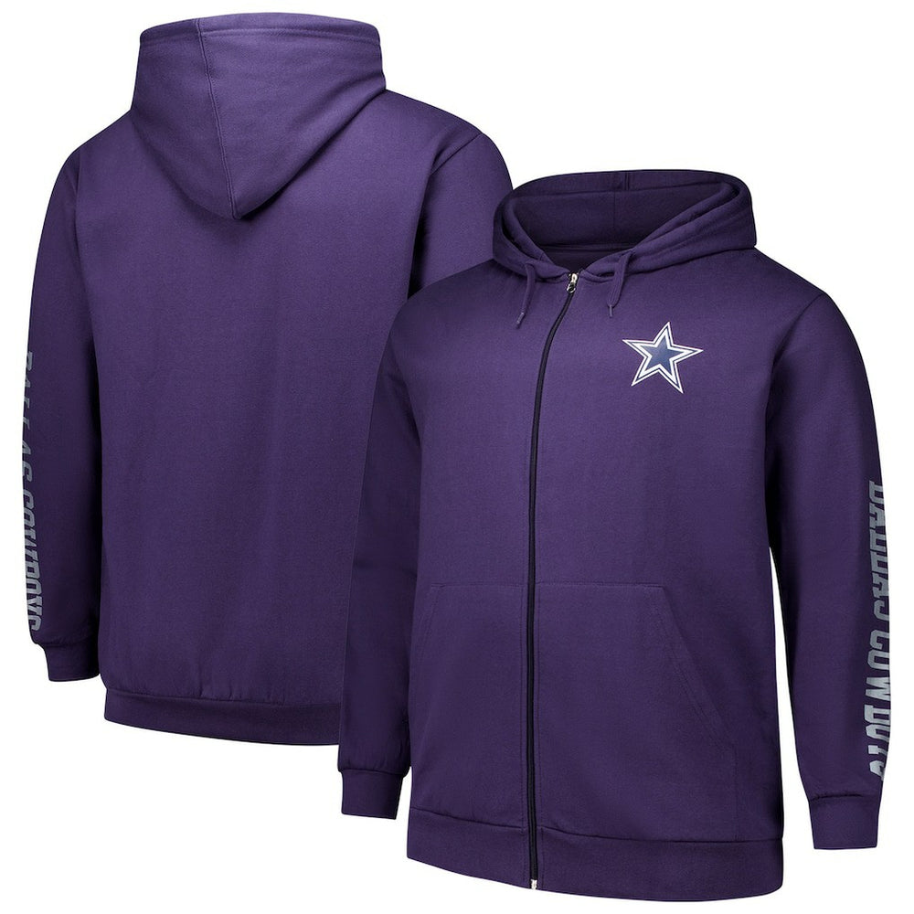 Dallas Cowboys Big & Tall Sleeve Hit Full-Zip Hoodie Purple | Fanatics