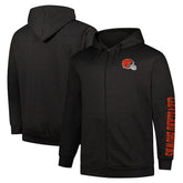 Cleveland Browns Big & Tall Sleeve Hit Full-Zip Hoodie Heather Charcoal | Fanatics