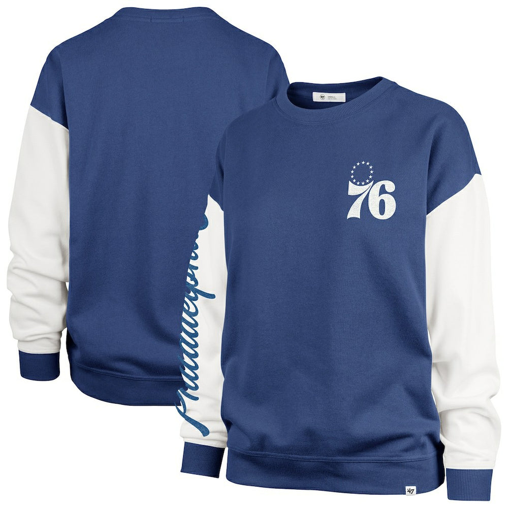 Philadelphia 76ers '47 Women's Plus Size Oversized Rise Andie Pullover Sweatshirt Royal - NBA