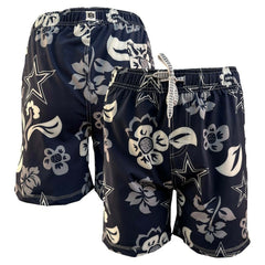 Dallas Cowboys Wes & Willy Youth Floral Volley Swim Trunks Navy | NFL