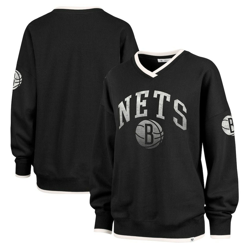 Brooklyn Nets '47 Women's Rise Wax Pack Daze '80s Oversize Pullover Sweatshirt Black - NBA