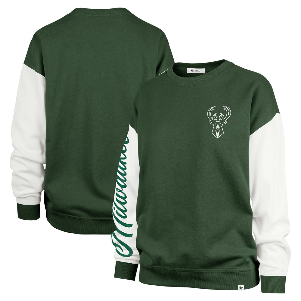 Milwaukee Bucks '47 Women's Rise Andie Oversized Pullover Sweatshirt Hunter Green - NBA