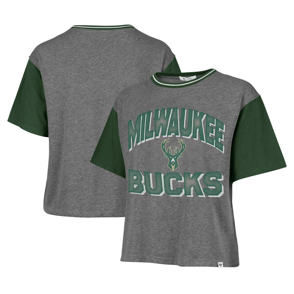 Milwaukee Bucks '47 Women's Rise Clubhouse Ziggy Color Block T-Shirt Gray - NBA
