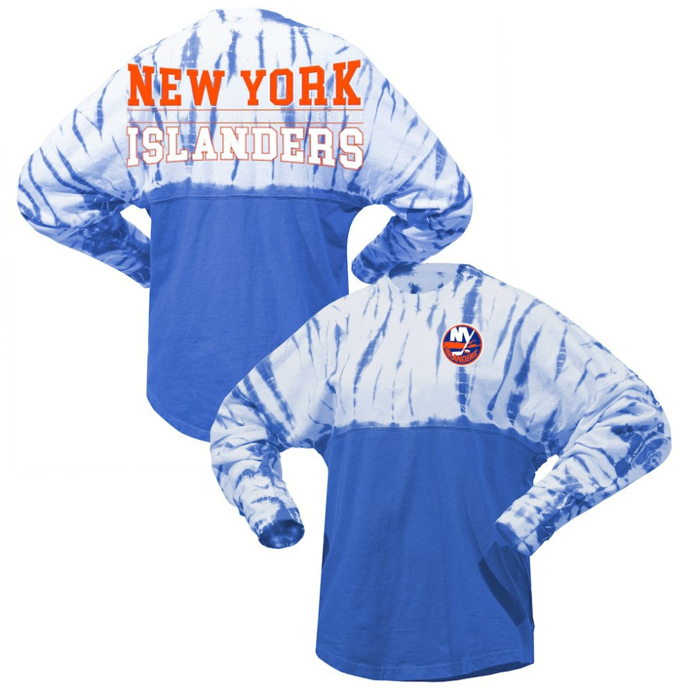 New York Islanders Spirit Jersey Unisex Crystal Half Dye Long Sleeve T-Shirt - Royal - NHL
