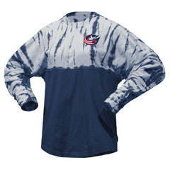 Columbus Blue Jackets Spirit Jersey Unisex Crystal Half Dye Long Sleeve T-Shirt - Navy - NHL