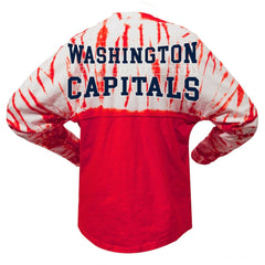 Washington Capitals Spirit Jersey Unisex Crystal Half Dye Long Sleeve T-Shirt - Red - NHL