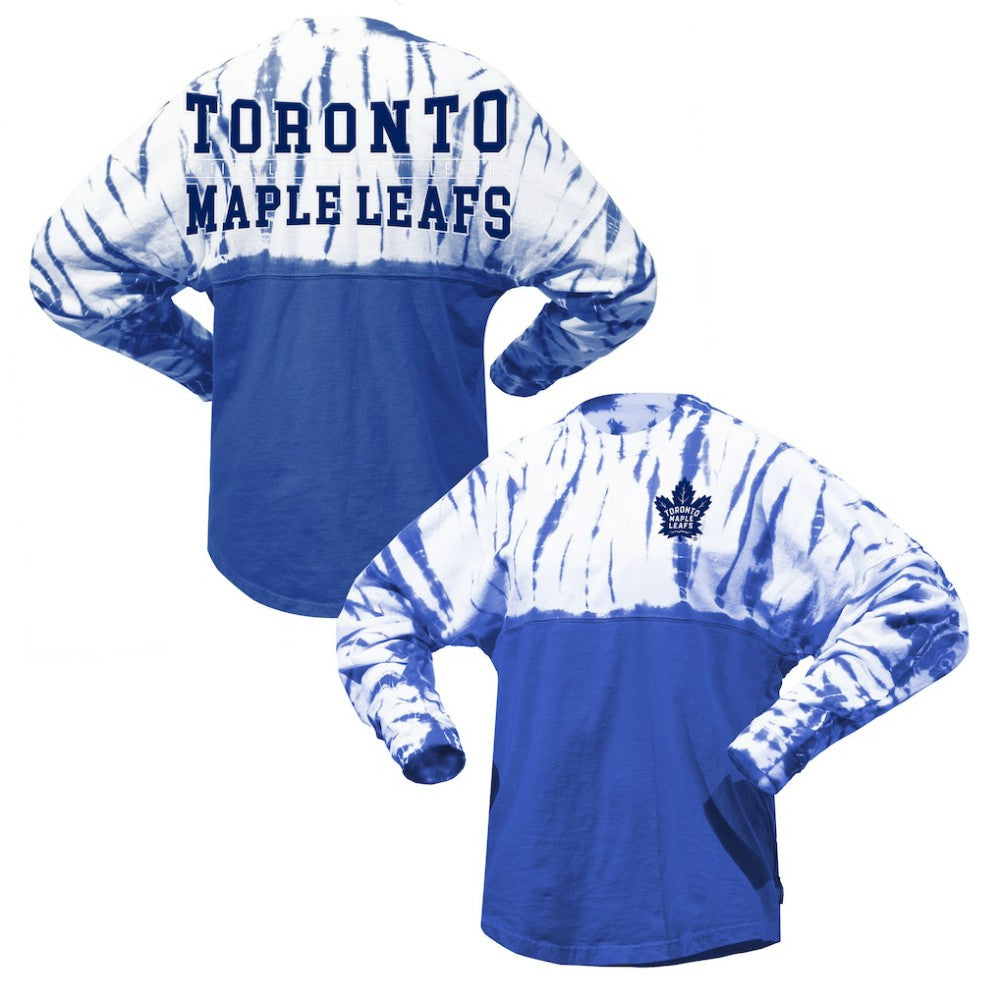 Toronto Maple Leafs Spirit Jersey Unisex Crystal Half Dye Long Sleeve T-Shirt - Blue - NHL