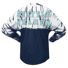 Seattle Kraken Spirit Jersey Unisex Crystal Half Dye Long Sleeve T-Shirt - Deep Sea Blue - NHL