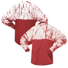 Detroit Red Wings Spirit Jersey Unisex Crystal Half Dye Long Sleeve T-Shirt - Red - NHL
