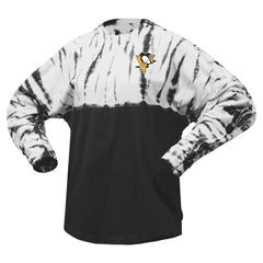 Pittsburgh Penguins Spirit Jersey Unisex Crystal Half Dye Long Sleeve T-Shirt - Black - NHL