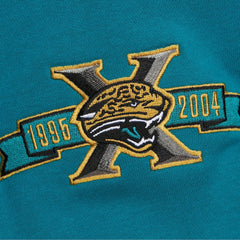 Jacksonville Jaguars All Over 4.0 Vintage Logo Pullover Sweatshirt Heather Gray | Mitchell & Ness