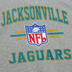 Jacksonville Jaguars All Over 4.0 Vintage Logo Pullover Sweatshirt Heather Gray | Mitchell & Ness
