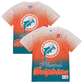 Miami Dolphins Team Burst Vintage Logo T-Shirt White | Mitchell & Ness
