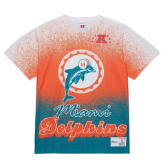 Miami Dolphins Team Burst Vintage Logo T-Shirt White | Mitchell & Ness