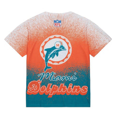 Miami Dolphins Team Burst Vintage Logo T-Shirt White | Mitchell & Ness