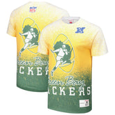 Green Bay Packers Team Burst Vintage Logo T-Shirt White | Mitchell & Ness