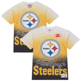 Pittsburgh Steelers Team Burst Vintage Logo T-Shirt White | Mitchell & Ness