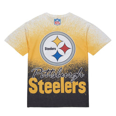 Pittsburgh Steelers Team Burst Vintage Logo T-Shirt White | Mitchell & Ness