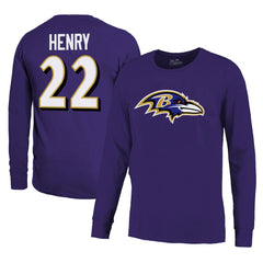 Derrick Henry Baltimore Ravens Majestic Threads Name & Number Long Sleeve T-Shirt Purple | NFL