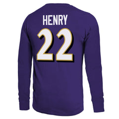 Derrick Henry Baltimore Ravens Majestic Threads Name & Number Long Sleeve T-Shirt Purple | NFL