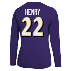 Derrick Henry Baltimore Ravens Majestic Threads Women's Name & Number Long Sleeve T-Shirt Purple | NFL