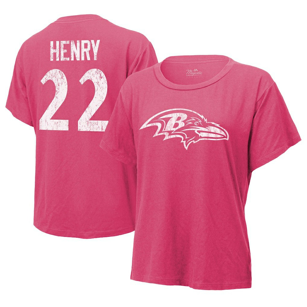 Derrick Henry Baltimore Ravens Majestic Threads Women's Name & Number T-Shirt Pink | NFL