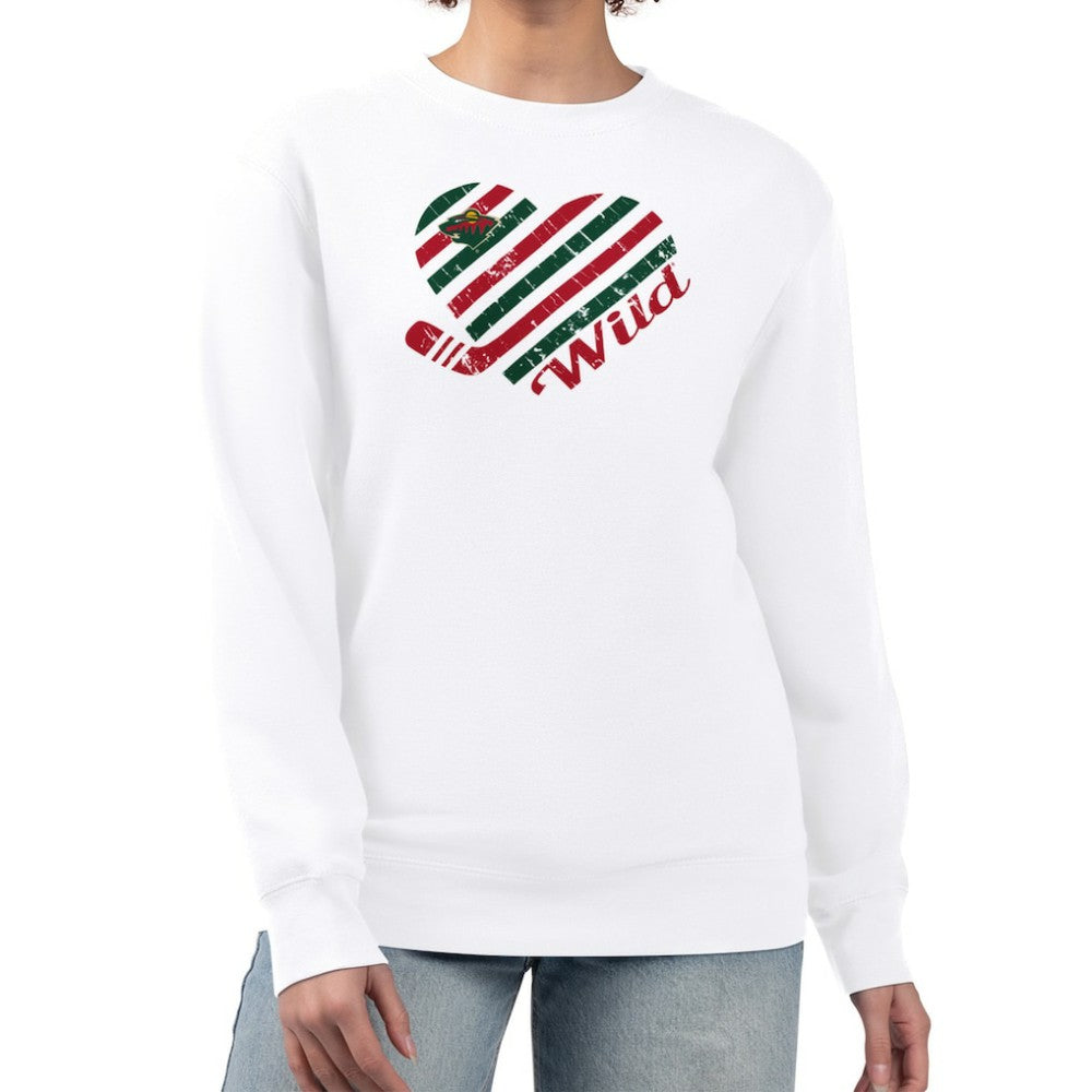 Minnesota Wild G-III 4Her by Carl Banks Women's Heart Graphic Pullover Sweatshirt - White - NHL