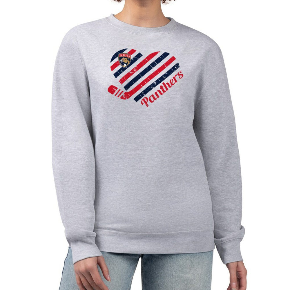 Florida Panthers G-III 4Her by Carl Banks Women's Heart Graphic Pullover Sweatshirt - Heather Gray - NHL