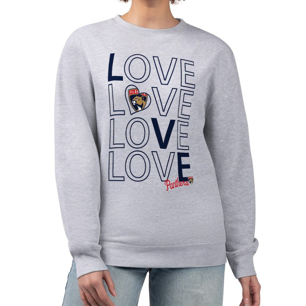 Florida Panthers G-III 4Her by Carl Banks Women's Lots Of Love Team Logo Graphic Pullover Sweatshirt - Heather Gray - NHL