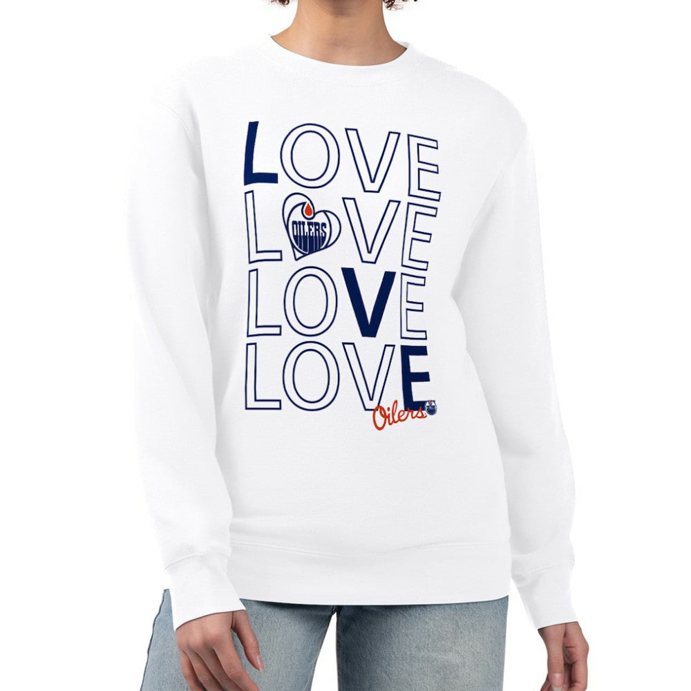 Edmonton Oilers G-III 4Her by Carl Banks Women's Lots Of Love Team Logo Graphic Pullover Sweatshirt - White - NHL