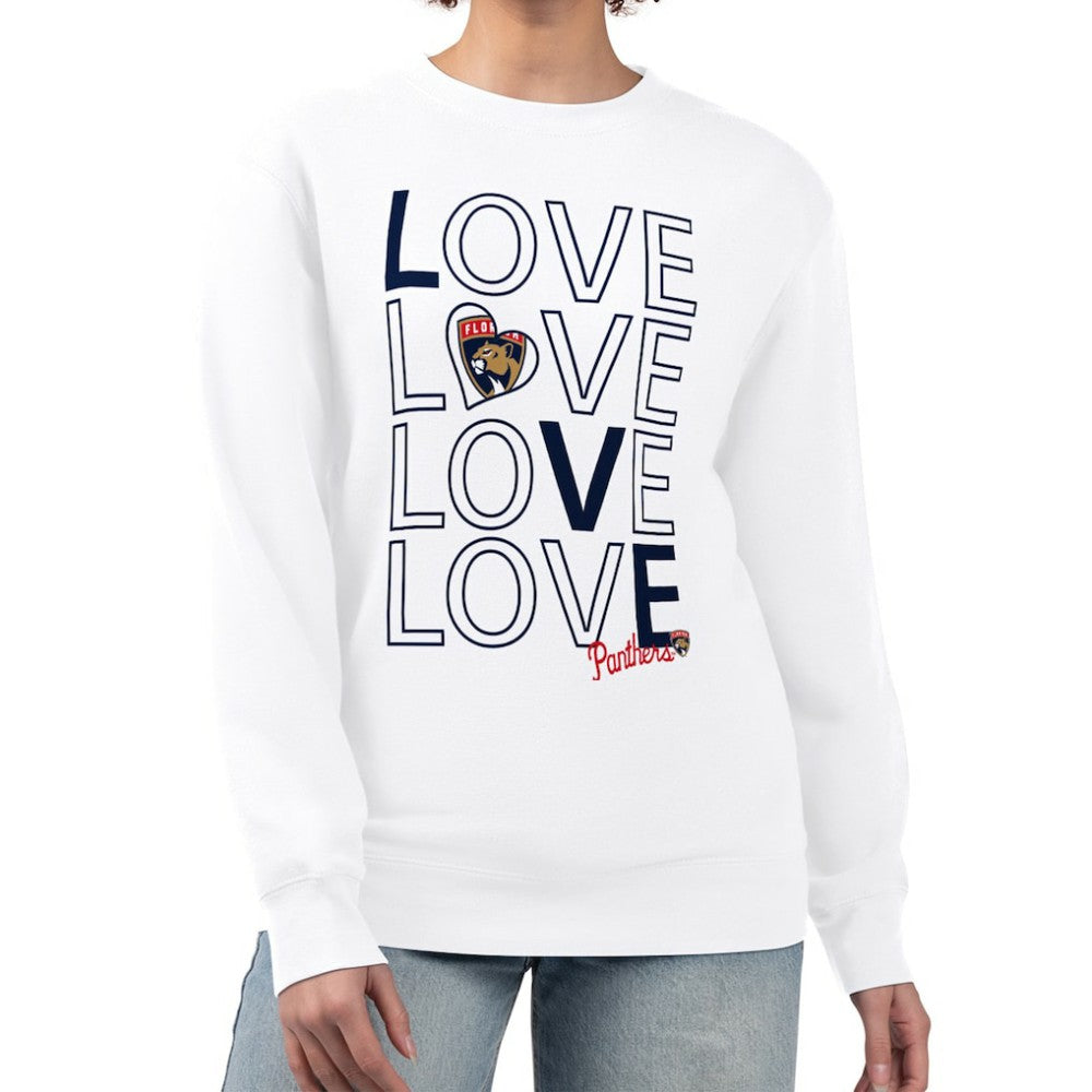 Florida Panthers G-III 4Her by Carl Banks Women's Lots Of Love Team Logo Graphic Pullover Sweatshirt - White - NHL