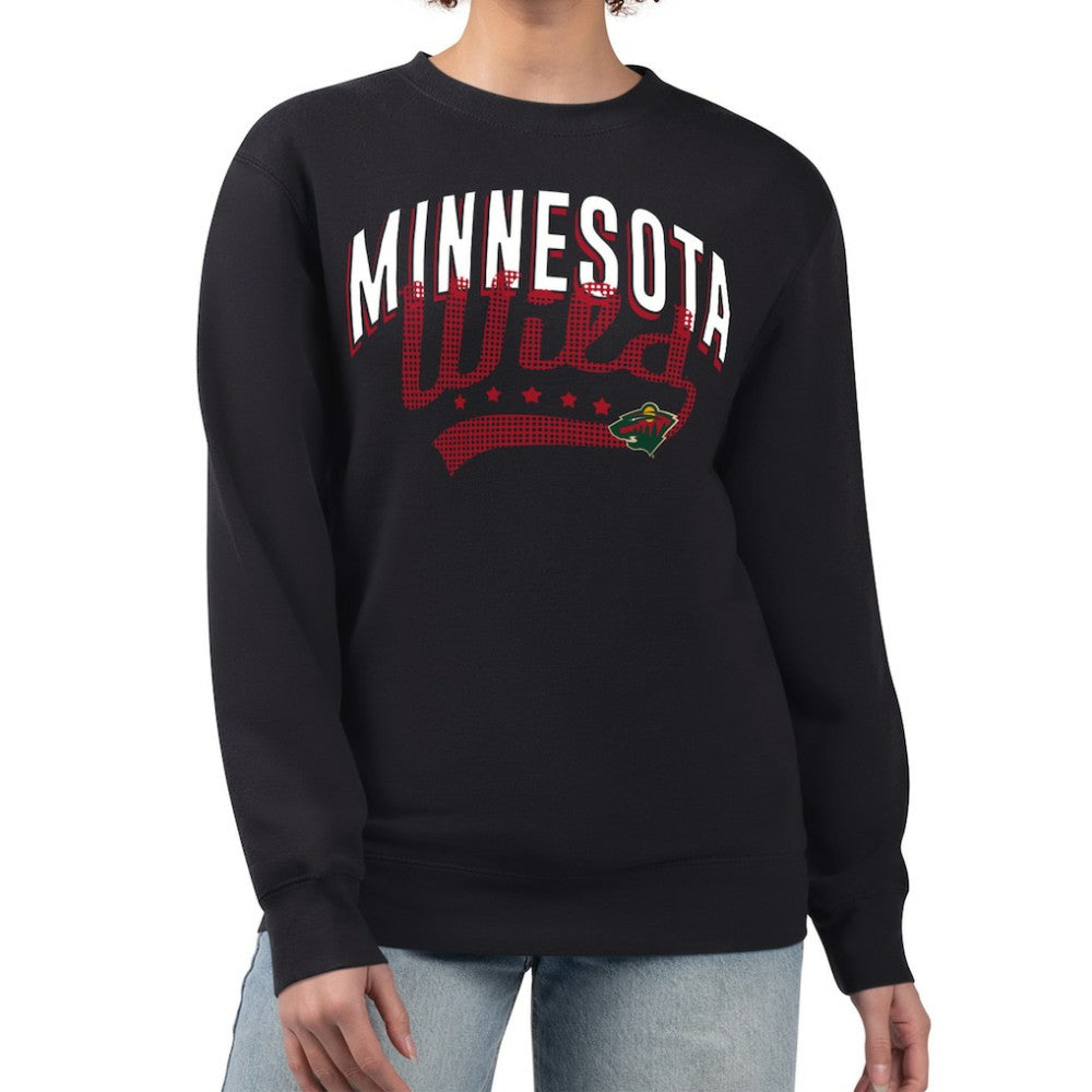 Minnesota Wild G-III 4Her by Carl Banks Women's Filigree Team Graphic Fleece Pullover Sweatshirt - Black - NHL
