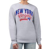 New York Rangers G-III 4Her by Carl Banks Women's Filigree Team Graphic Fleece Pullover Sweatshirt - Heather Gray - NHL