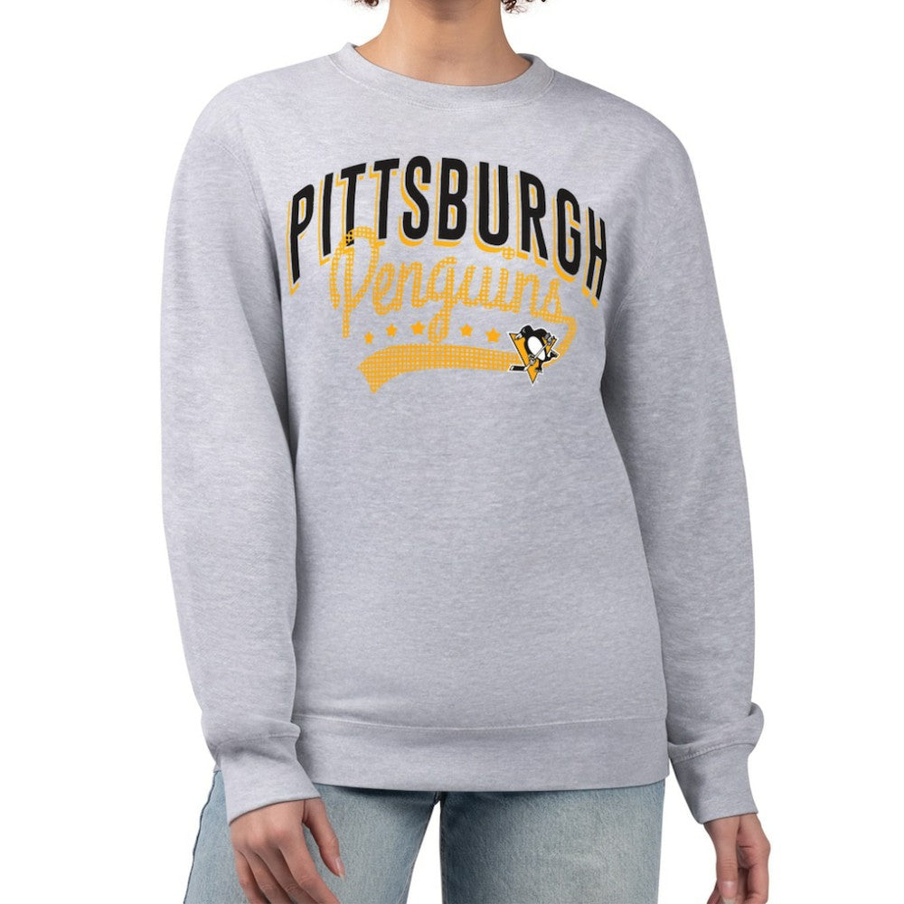 Pittsburgh Penguins G-III 4Her by Carl Banks Women's Filigree Team Graphic Fleece Pullover Sweatshirt - Heather Gray - NHL