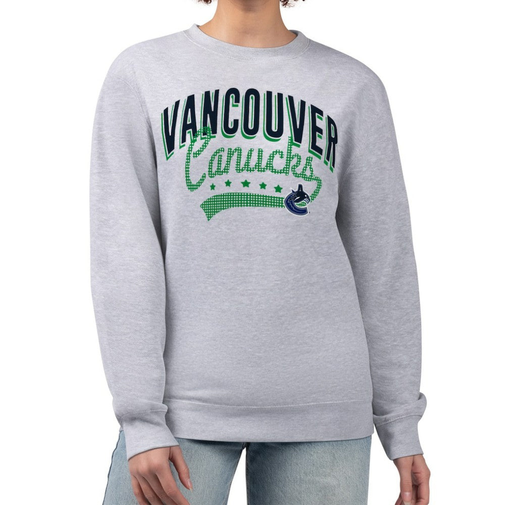 Vancouver Canucks G-III 4Her by Carl Banks Women's Filigree Team Graphic Fleece Pullover Sweatshirt - Heather Gray - NHL
