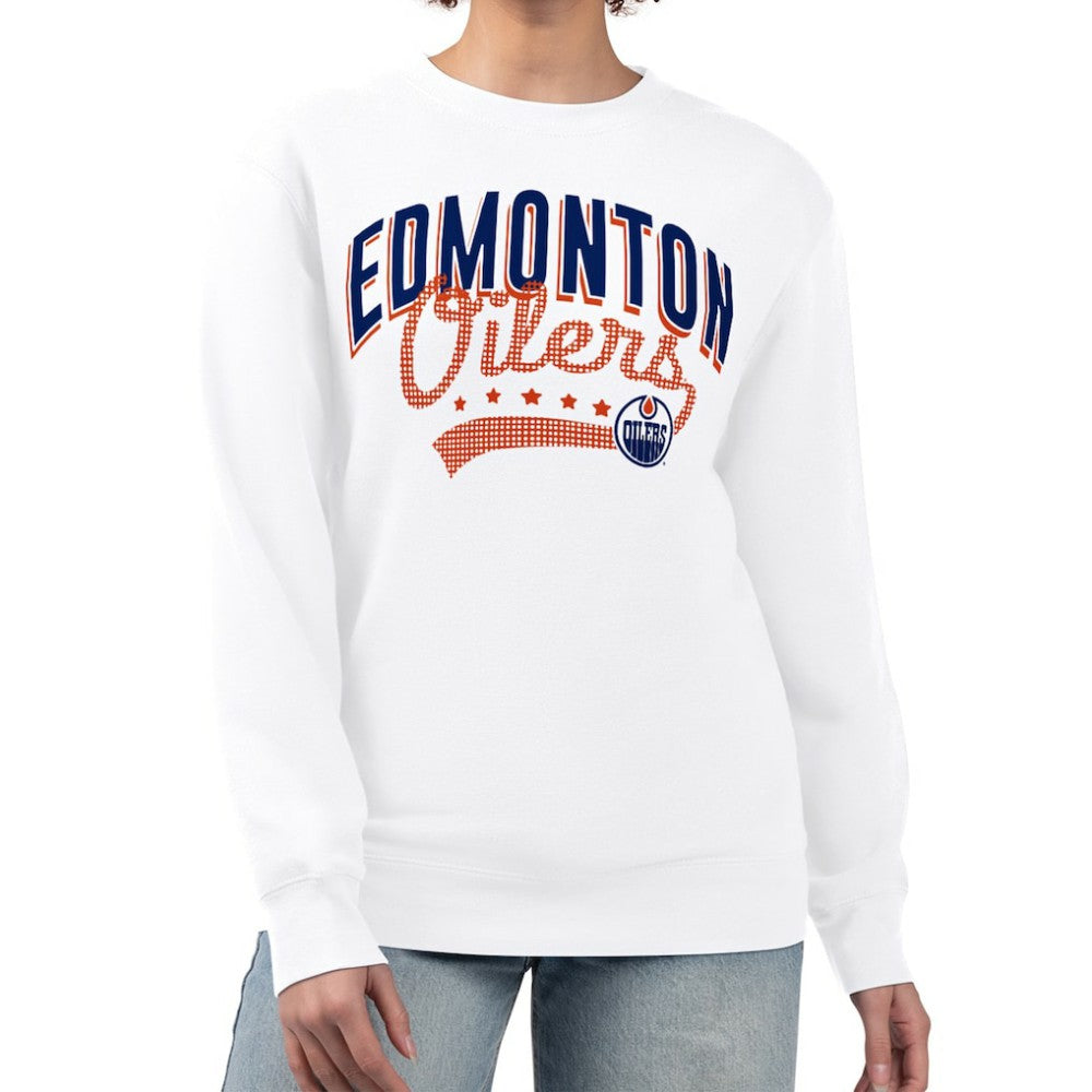 Edmonton Oilers G-III 4Her by Carl Banks Women's Filigree Team Graphic Fleece Pullover Sweatshirt - White - NHL