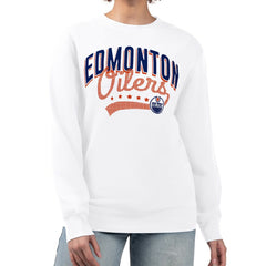 Edmonton Oilers G-III 4Her by Carl Banks Women's Filigree Team Graphic Fleece Pullover Sweatshirt - White - NHL