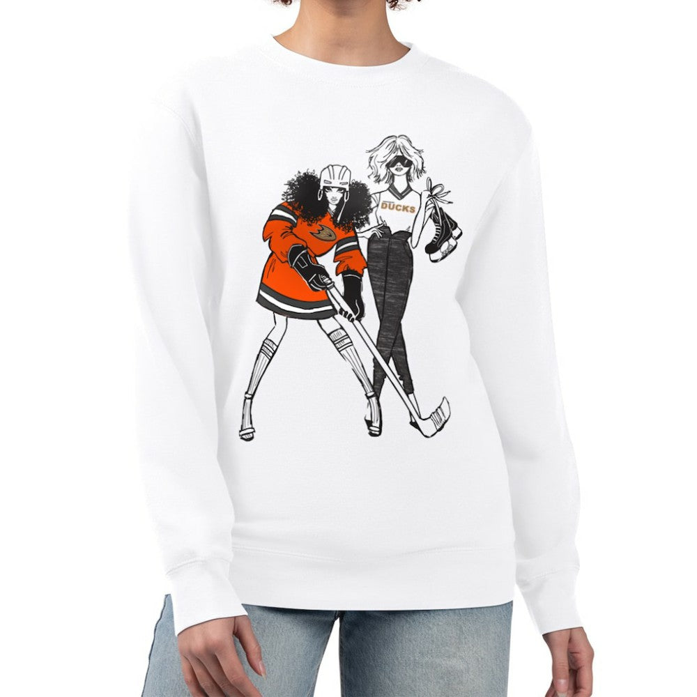 Anaheim Ducks G-III 4Her by Carl Banks Women's Hockey Girls Team Graphic Fleece Pullover Sweatshirt - White - NHL