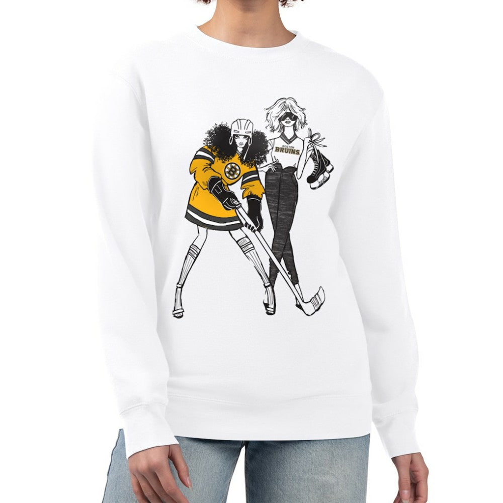Boston Bruins G-III 4Her by Carl Banks Women's Hockey Girls Team Graphic Fleece Pullover Sweatshirt - White - NHL