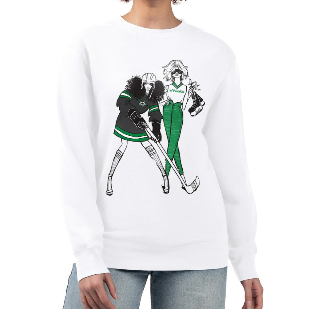 Dallas Stars G-III 4Her by Carl Banks Women's Hockey Girls Team Graphic Fleece Pullover Sweatshirt - White - NHL