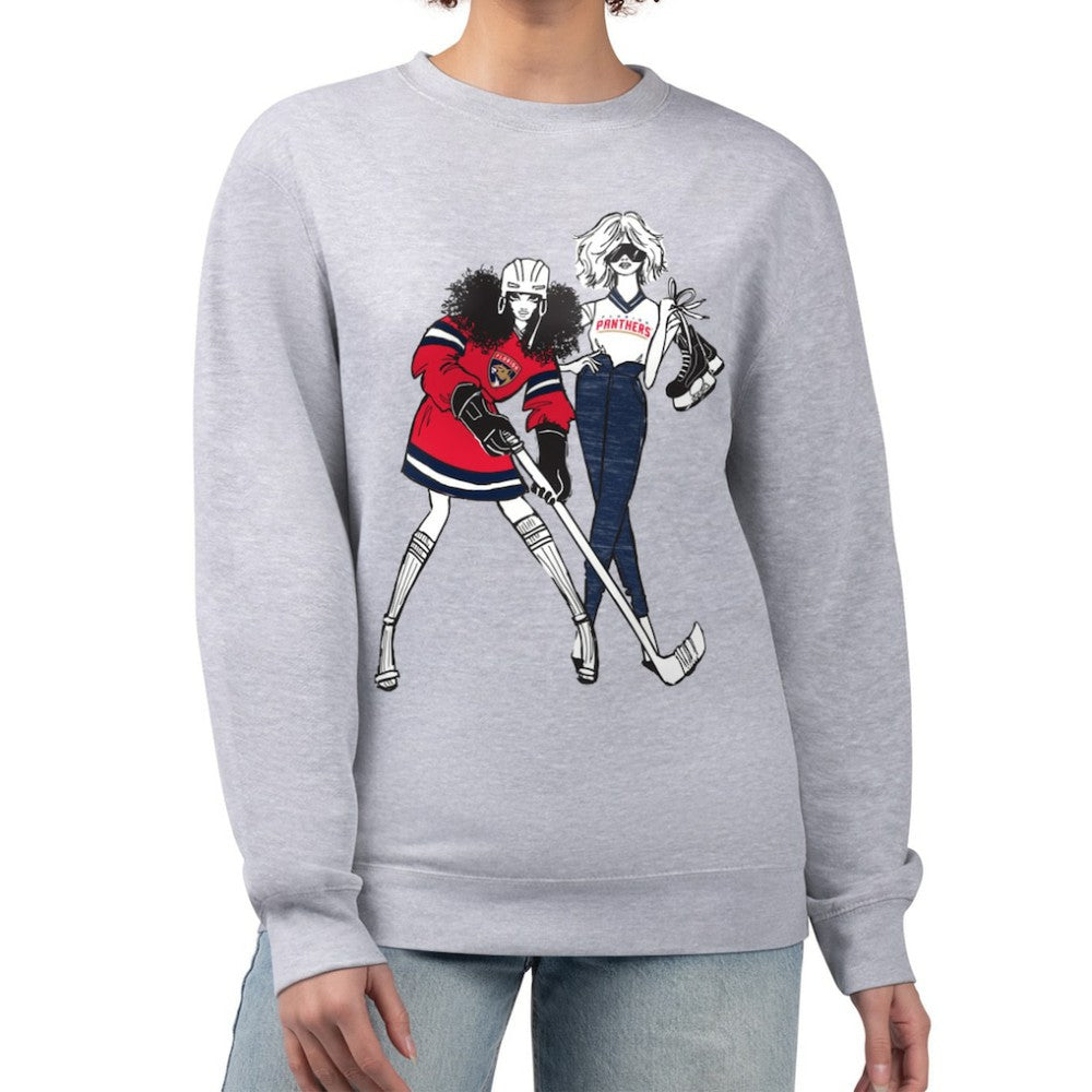 Florida Panthers G-III 4Her by Carl Banks Women's Hockey Girls Team Graphic Fleece Pullover Sweatshirt - Heather Gray - NHL