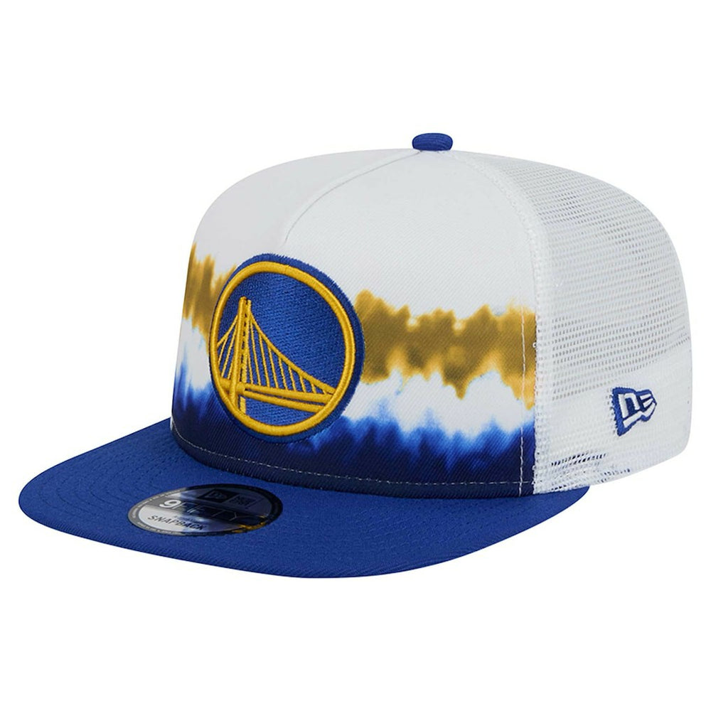Golden State Warriors Dip-Dye 9FIFTY A-Frame Trucker Snapback Hat White/Royal - NBA