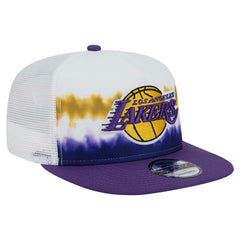 Los Angeles Lakers Dip-Dye 9FIFTY A-Frame Trucker Snapback Hat White/Purple - NBA