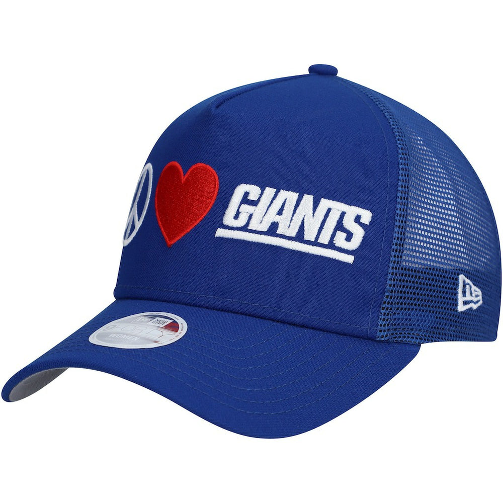 New York Giants New Era Women's Peace & Love Trucker 9FORTY Adjustable Hat Royal | NFL
